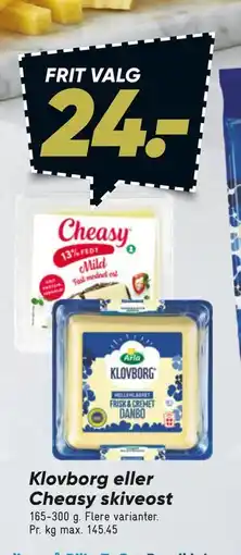 Bilka Klovborg eller Cheasy skiveost tilbud