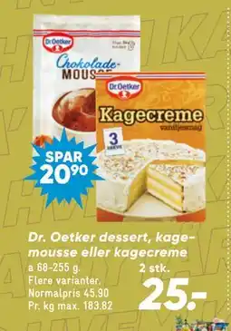 Bilka Dr. Oetker dessert, kagemousse eller kagecreme tilbud