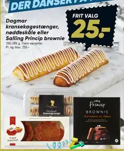 Bilka Dagmar kransekagestænger, nøddeskåle eller Salling Princip brownie tilbud