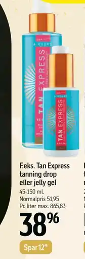 Føtex Tan Express tanning drop eller jelly gel tilbud