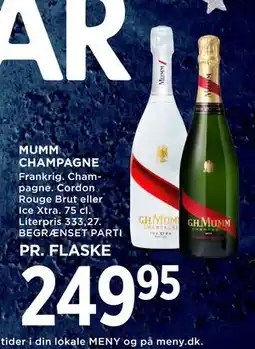 MENY MUMM CHAMPAGNE tilbud