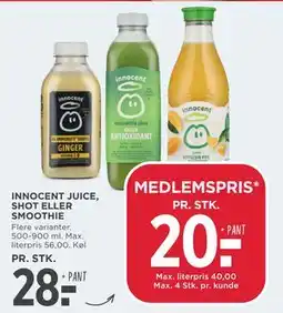MENY INNOCENT JUICE, SHOT ELLER SMOOTHIE tilbud