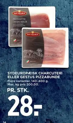 MENY SYDEUROPÆISK CHARCUTERI ELLER GESTUS PIZZABUNDE tilbud