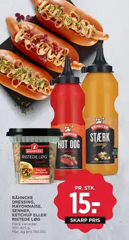 MENY BÄHNCKE DRESSING, MAYONNAISE, SENNEP, KETCHUP ELLER RISTEDE LØG tilbud