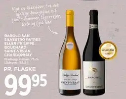 MENY BAROLO SAN SILVESTRO PATRES ELLER PHILIPPE BOUCHARD SAINT-VERAN CHARDONNAY tilbud