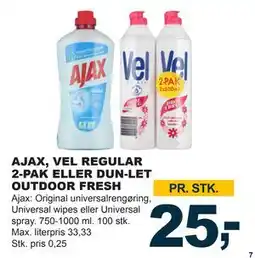 Let-Køb AJAX, VEL REGULAR 2-PAK ELLER DUN-LET OUTDOOR FRESH tilbud
