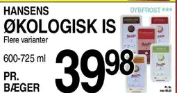 ABC Lavpris Hansens økologisk is tilbud