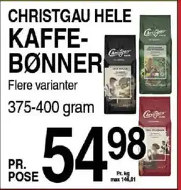 ABC Lavpris Christgau hele kaffe- bønner tilbud