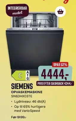 Skousen SIEMENS opvaskemaskine tilbud