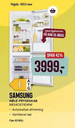 Skousen SAMSUNG KØLE-FRYSESKAB RB34C671EWW tilbud