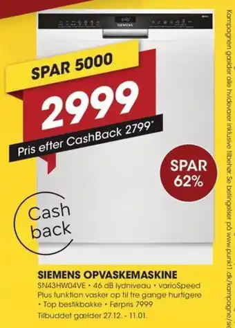 Punkt1 Siemens opvaskemaskine tilbud