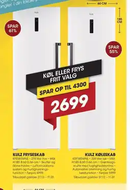 Punkt1 Kulz fryseskab tilbud