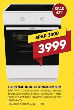 Punkt1 Gorenje induktionskomfur tilbud