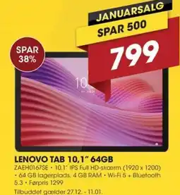 Punkt1 Lenovo tab 10,1" 64gb tilbud