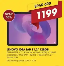Punkt1 Lenovo idea tab 11,2″ 128gb tilbud