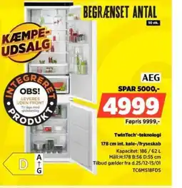 Power AEG TwinTech™-teknologi int. køle-/fryseskab tilbud