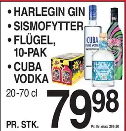 ABC Lavpris HARLEGIN GIN • FLÜGEL • CUBA VODKA tilbud