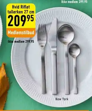 Hvid Riflet tallerken 27 cm