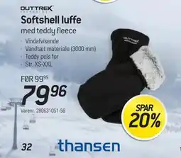 Thansen Softshell luffe tilbud