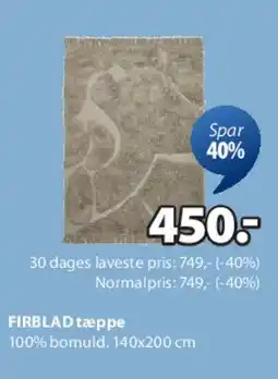 JYSK FIRBLAD tæppe tilbud