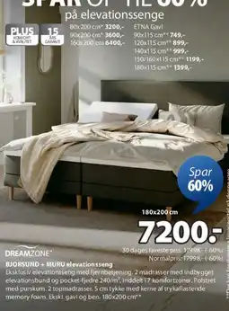 JYSK DREAMZONE Bjørnsund + MURU elevationsseng tilbud