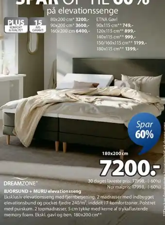 DREAMZONE Bjørnsund + MURU elevationsseng