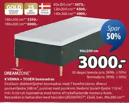 JYSK DREAMZONE KVANNA + TOSEN boxmadras tilbud