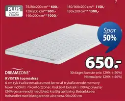 JYSK DREAMZONE KVISTEN topmadras tilbud