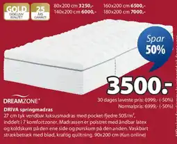 JYSK DREAMZONE DRIVA springmadras tilbud