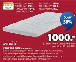 JYSK WELLPUR GULEN topmadras tilbud