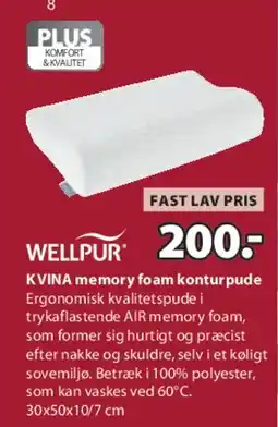 JYSK WELLPUR KVINA memory foam konturpude tilbud
