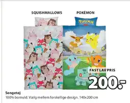 JYSK Sengetøj (Squishmallows / Pokémon) tilbud