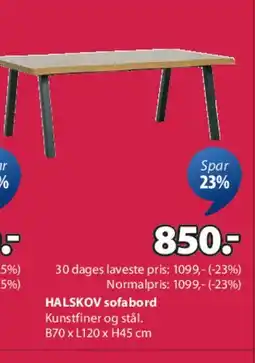 JYSK HALSKOV sofabord tilbud