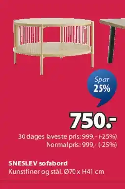 JYSK SNESLEV sofabord tilbud