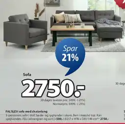 JYSK FALSLEV sofa med chaiselong tilbud
