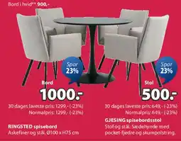 JYSK RINGSTED spisebord tilbud