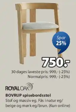 JYSK BOVRUP spisestol tilbud