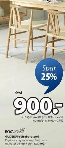 JYSK GUDERUP spisebordsstol tilbud