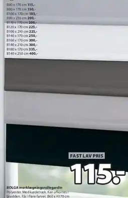JYSK BOLGA mørklægningsrullegardin tilbud