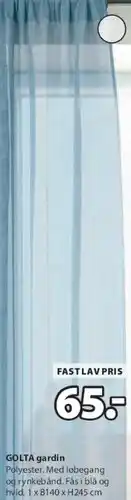 JYSK GOLTA gardin tilbud