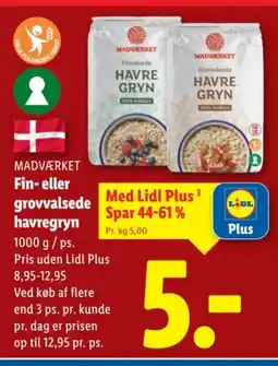Lidl MADVÆRKET Fin-eller grovvalsede havregryn tilbud