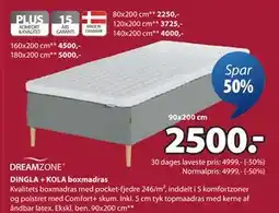 JYSK DINGLA + KOLA boxmadras tilbud