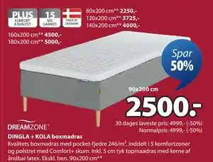 JYSK DINGLA + KOLA boxmadras tilbud