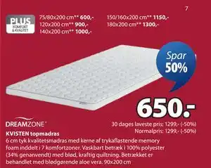JYSK KVISTEN topmadras tilbud