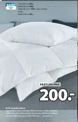 JYSK ALTA andefjersdyne tilbud