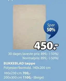 JYSK BUKKEBLAD tæppe tilbud