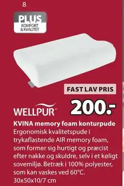 JYSK KVINA memory foam konturpude tilbud