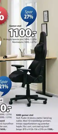 JYSK NIBE gamer-stol tilbud