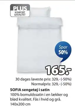JYSK SOFIA sengetøj i satin tilbud