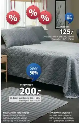 JYSK ENGBLOMME sengetæppe tilbud